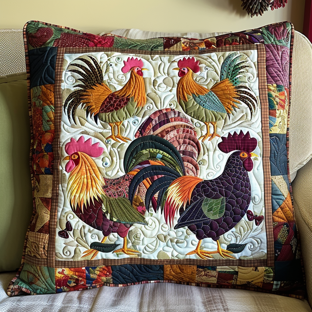 Adorable Chickens Quilted Pillow Case Christmas Gifts For People Who Own Chickens