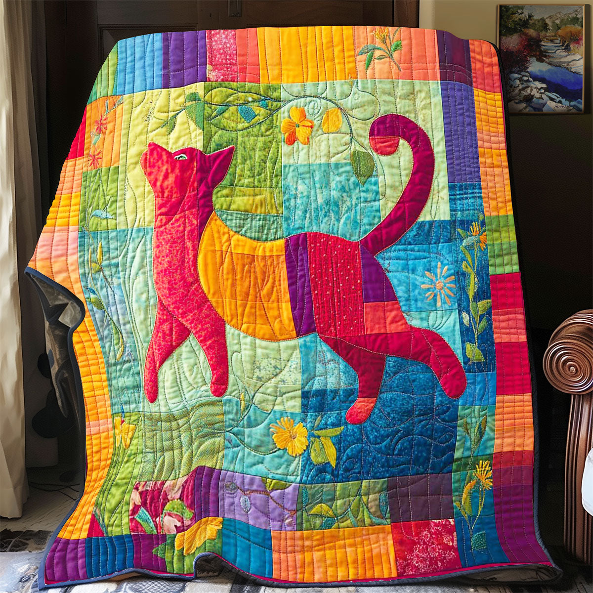 Adorable Cat Quilt Blanket Cat Present Ideas