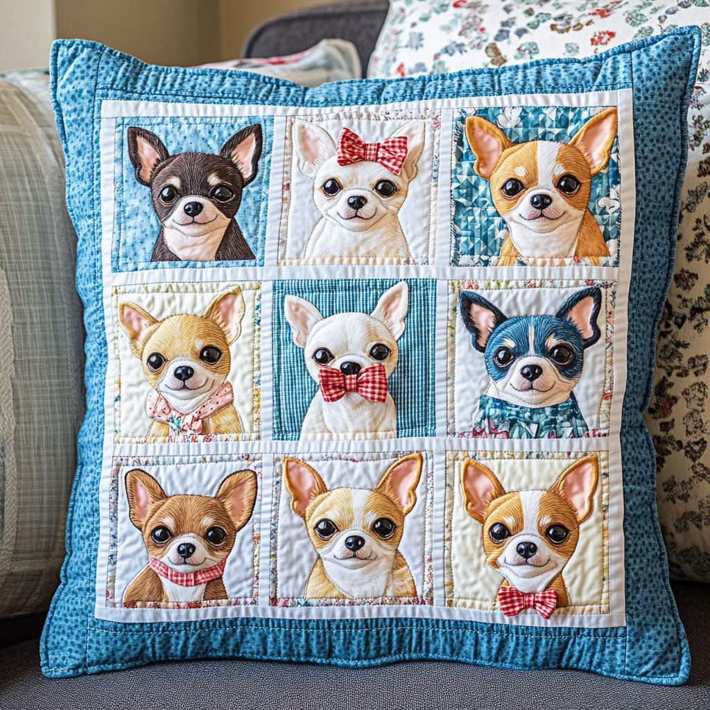 Adorable Chihuahua Portrait Quilt Pillow Case Christmas Gifts For Husband