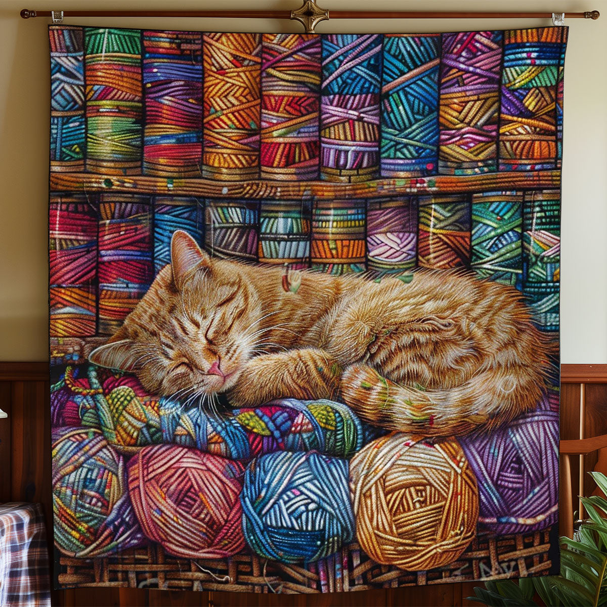 Adorable Cat Sleeping Quilt Blanket Cat Mom Christmas Gifts